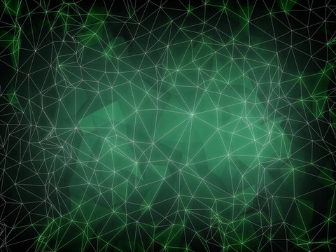Abstract Green Digital Screen With 3d Technology Background