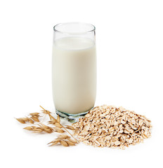 Milk and cereal isolated on whate background - 56779008