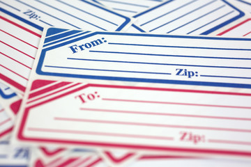 Obraz premium Generic mailing labels with From in focus