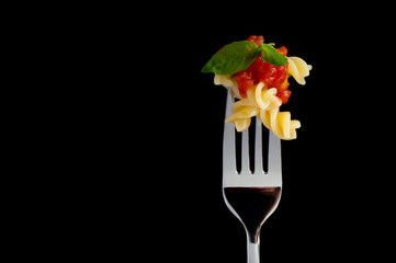 Pasta on black background