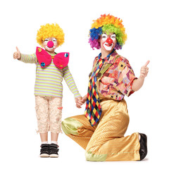 big and little funny clowns photo