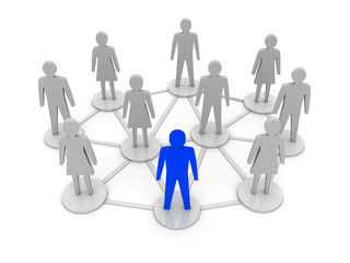People connections. Unique, leadership. Concept 3D illustration