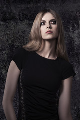 Fototapeta premium Halloween woman with dark make-up