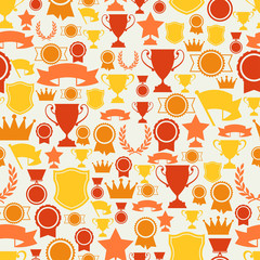 Seamless pattern with trophy and awards.