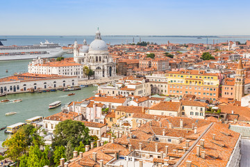 Fototapeta na wymiar Grand Canal and Basilica on sunny day, Venice