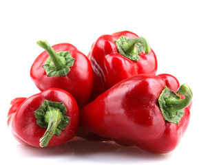 Red Chilli Peppers On White Background
