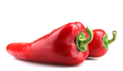 Red Chilli Peppers On White Background