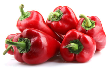 Red Chilli Peppers On White Background