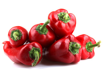 Red Chilli Peppers On White Background