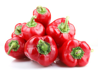 Red Chilli Peppers On White Background