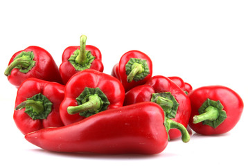Red Chilli Peppers On White Background