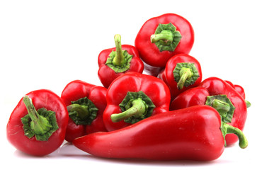 Red Chilli Peppers On White Background