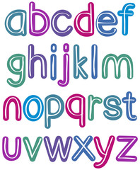 Colorful lower case brush alphabet