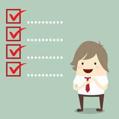 businessman is planning with popular checklist symbol right mark
