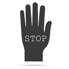Obraz premium popular raise black color right hand up with word stop isolated