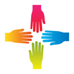 popular hand connecting teamwork icon concept isolated vector