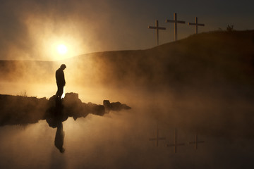 Easter Sunday Morning sunrise reflecting a prayerful moment - 56785656