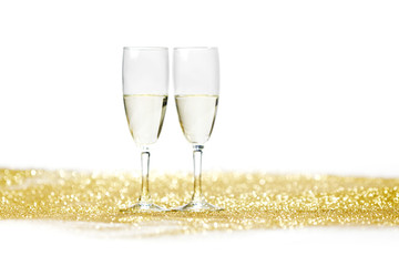 Champagne with christmas present