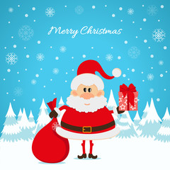Santa Claus with a red bag and gifts