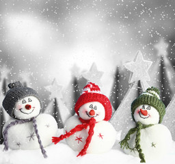 Lustige Schneemänner - Winterlandschaft