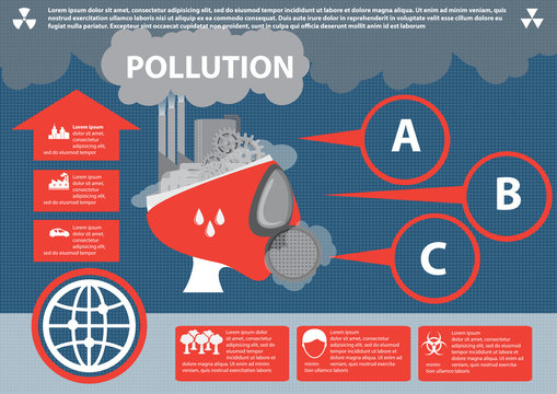 Industrial pollution. Info graphic elements.