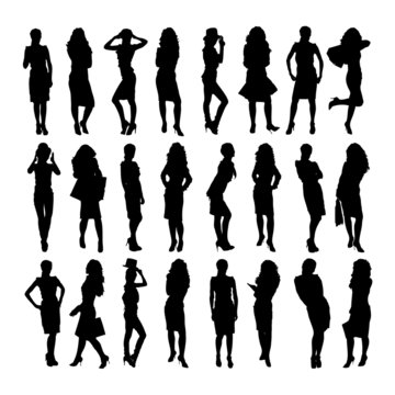Girls silhouette. On white background.