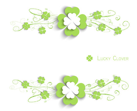 heart and lucky clover on white background