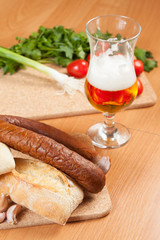 Ingredients tasty homemade breakfast on a pad of cork.