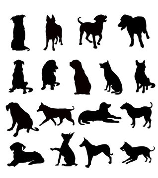 Dog silhouette set