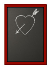 Heart and arrow drawn on a chalkboard