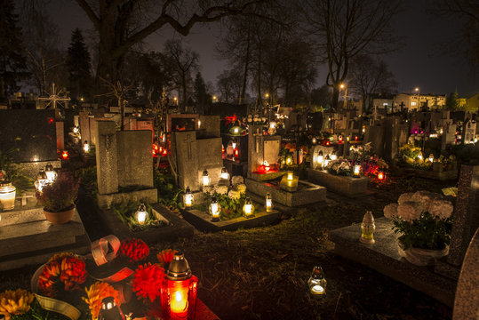 Cemetery in Poland on All Saints Day