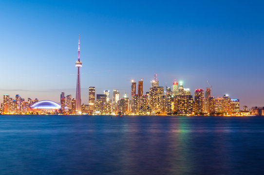 Toronto skyline after sunset