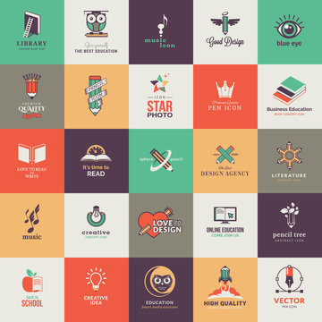 Set of quality designed art and education icons