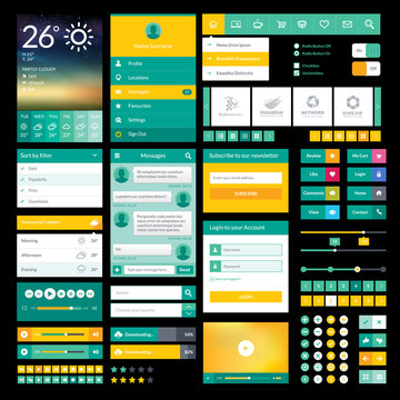 Set of flat icons and elements for mobile app and web design
