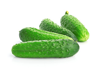 green cucumbers  isolated on white background