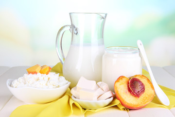 Fresh dairy products with peaches