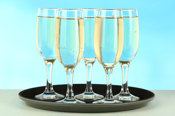 Many glasses of champagne