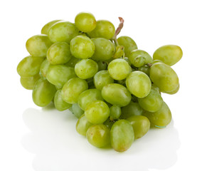 Ripe green grapes isolated on white