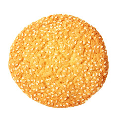 Homemade cookie with sesame seeds, isolated on white