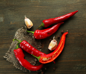 Red hot chili peppers  and garlic,