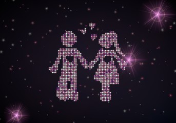 Illustration of a glowing partnership symbol of glamour stars