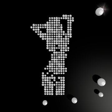 3d graphic of a creative sexy woman symbol made of many spheres