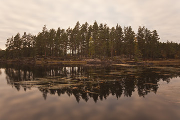 Moody lake scene, nature reserve Malingarna, Sweden