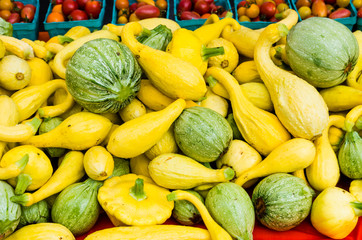 Squash in a bulk display at the market