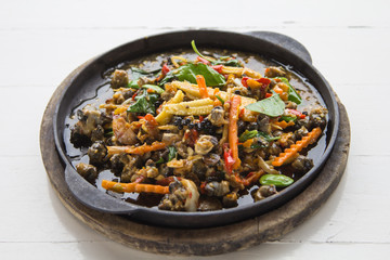Spicy fried shellfish