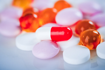 Colorful tablets with capsules