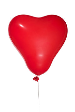 single red heart shape balloon on white