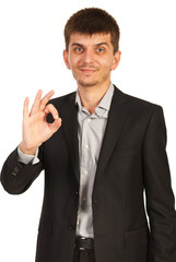 Young business man show okay