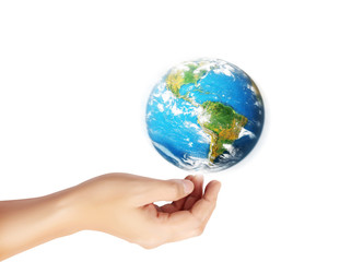 earth in human hand against