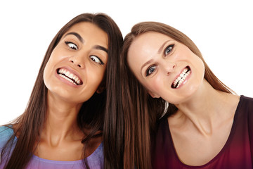 Friends making funny faces